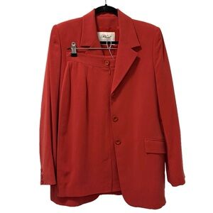 Phist vintage french luxury blazer skirt suit set size FR 38/40 red silky